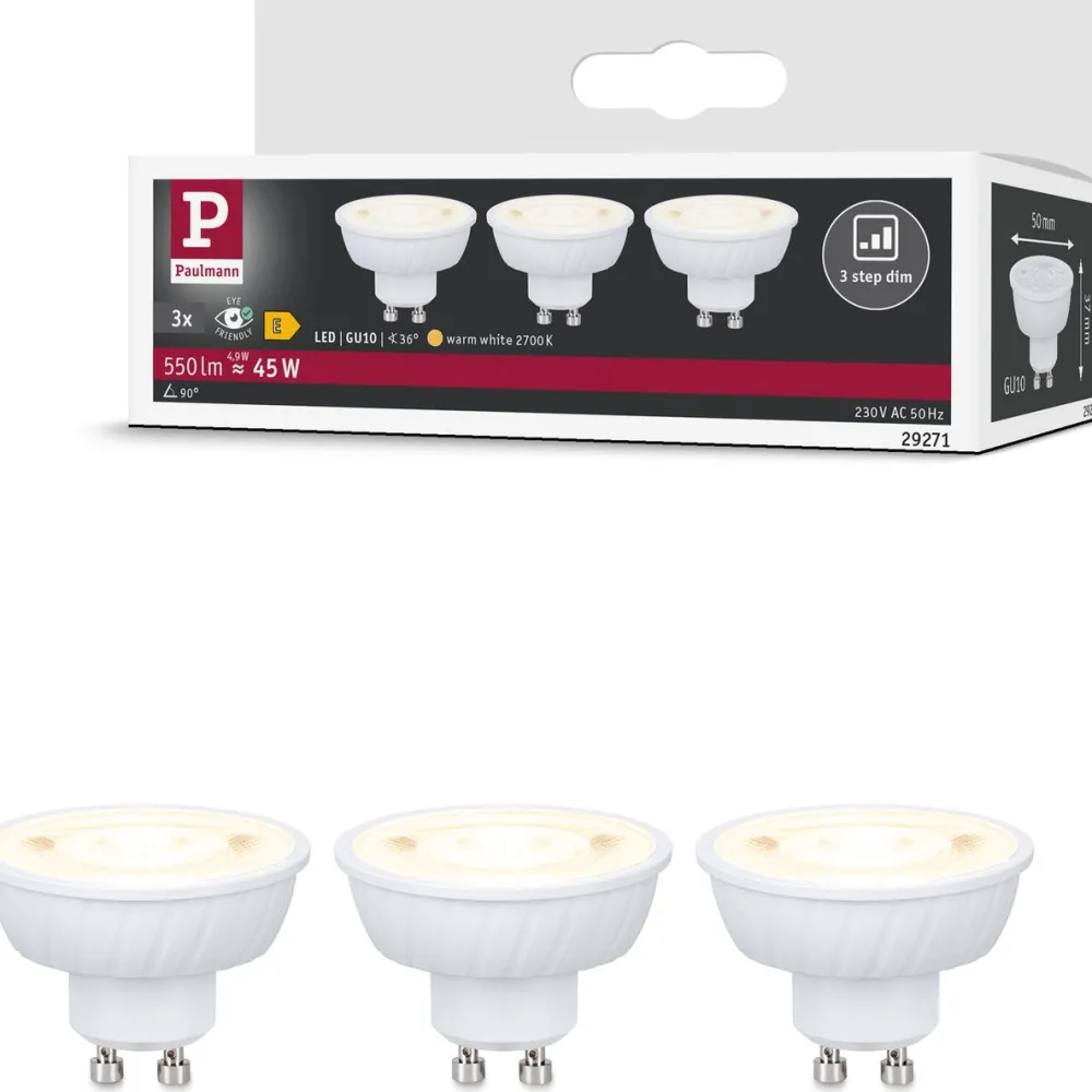 Hot Polttimo Standard 230V LED Reflector GU10 Flat 37mm, 3-Step-Dim, valkoinen, eri vaihtoehtoja Lamput Ja Polttimot
