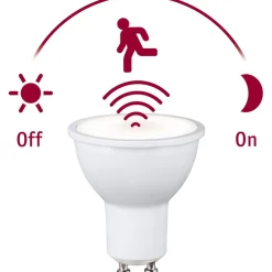 Sale Polttimo Standard 230V LED Reflector GU10 hämäräohjatulla liiketunnistimella (HF) 550lm 7W 2700K, mattavalkoinen Lamput Ja Polttimot