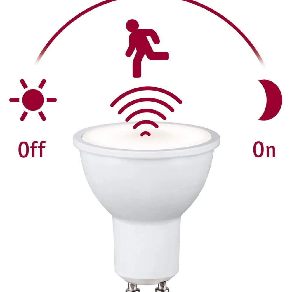 Sale Polttimo Standard 230V LED Reflector GU10 hämäräohjatulla liiketunnistimella (HF) 550lm 7W 2700K, mattavalkoinen Lamput Ja Polttimot