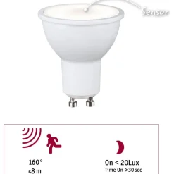 Sale Polttimo Standard 230V LED Reflector GU10 hämäräohjatulla liiketunnistimella (HF) 550lm 7W 2700K, mattavalkoinen Lamput Ja Polttimot