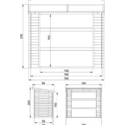 Polttopuukatos M201-1, 200x86x184cm*Timbela Discount