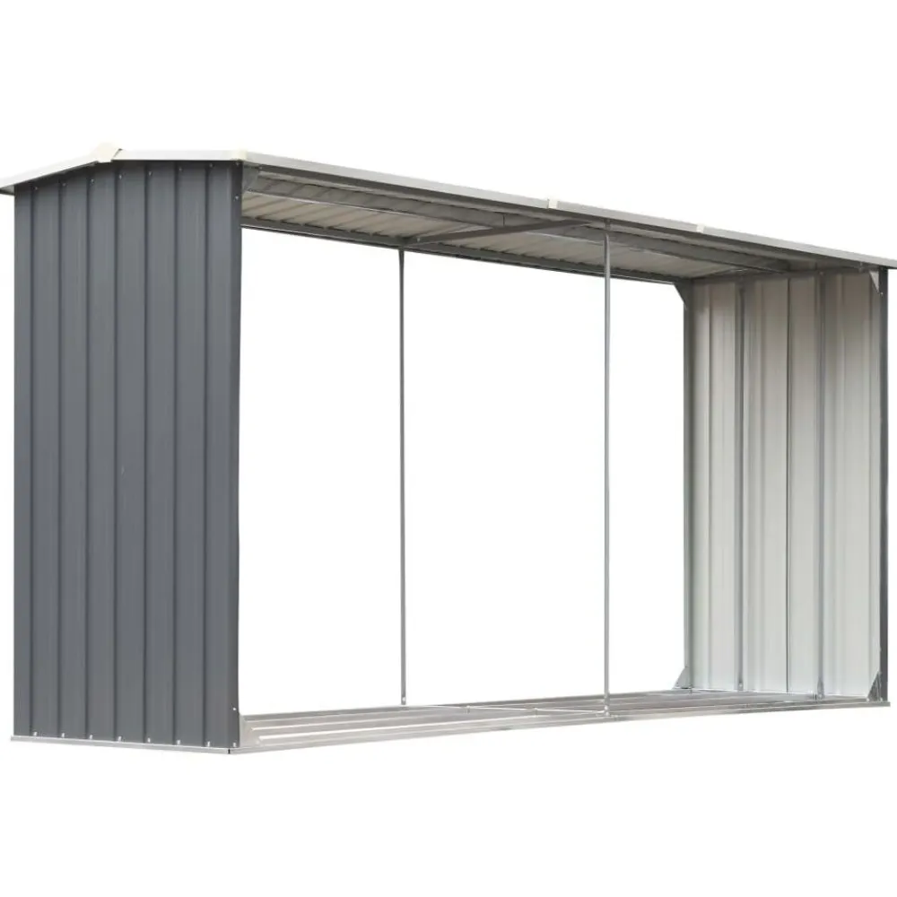 Outlet Polttopuukatos 330x92x153cm, galvanoitu teräs, harmaa Polttopuukatokset