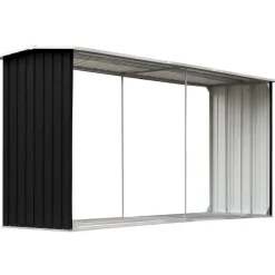 Polttopuukatos 330x92x153cm, galvanoitu teräs, antrasiitti Polttopuukatokset