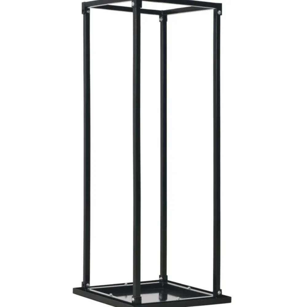 Polttopuuteline alustalla 37x37x113cm, musta, teräs*FinePRICE Online