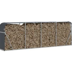 Polttopuuteline antrasiitti 300x45x100 cm galvanoitu teräs*FinePRICE Discount