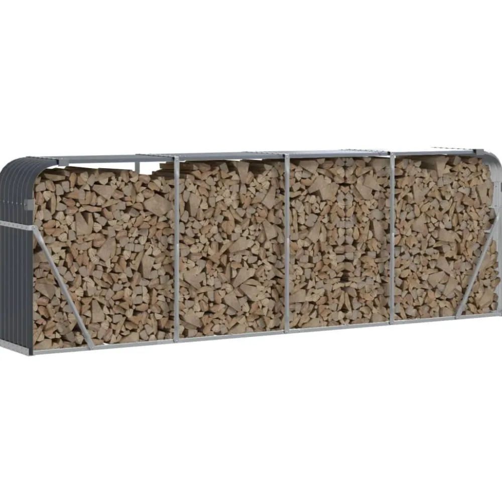 Polttopuuteline antrasiitti 300x45x100 cm galvanoitu teräs*FinePRICE Discount
