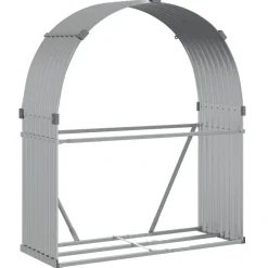 Polttopuuteline hopea 120x45x140 cm galvanoitu teräs*FinePRICE