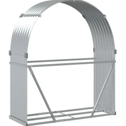 Polttopuuteline hopea 120x45x140 cm galvanoitu teräs*FinePRICE