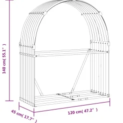 Polttopuuteline hopea 120x45x140 cm galvanoitu teräs*FinePRICE
