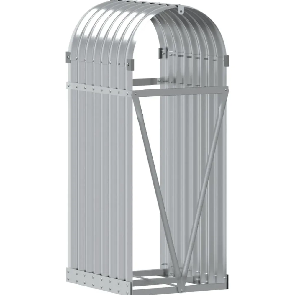 Polttopuuteline hopea 40x45x100 cm galvanoitu teräs*FinePRICE Sale