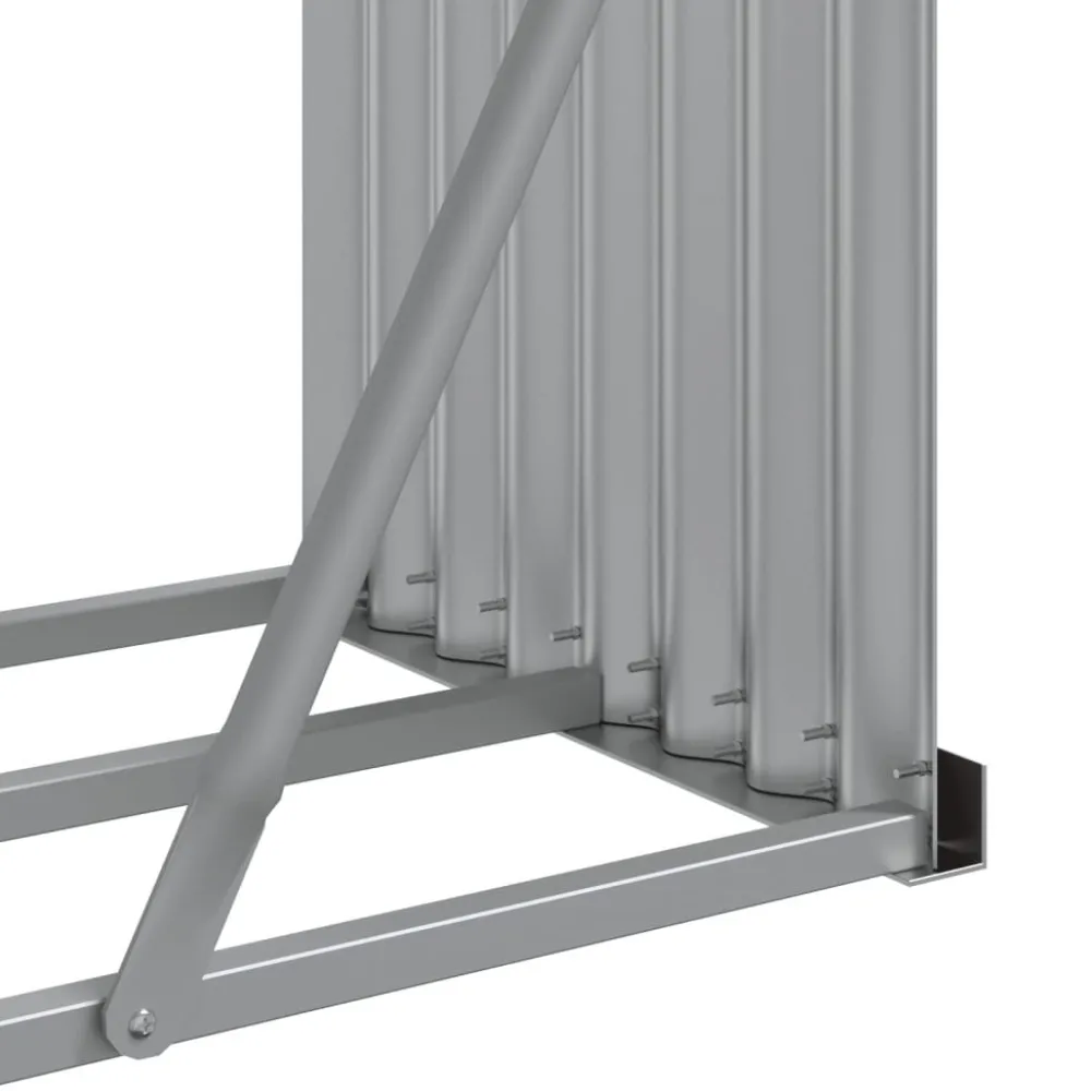 Polttopuuteline hopea 180x45x100 cm galvanoitu teräs*FinePRICE Discount