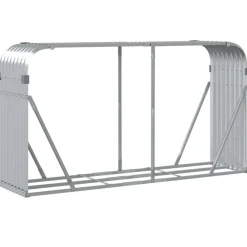 Polttopuuteline hopea 180x45x100 cm galvanoitu teräs*FinePRICE Discount