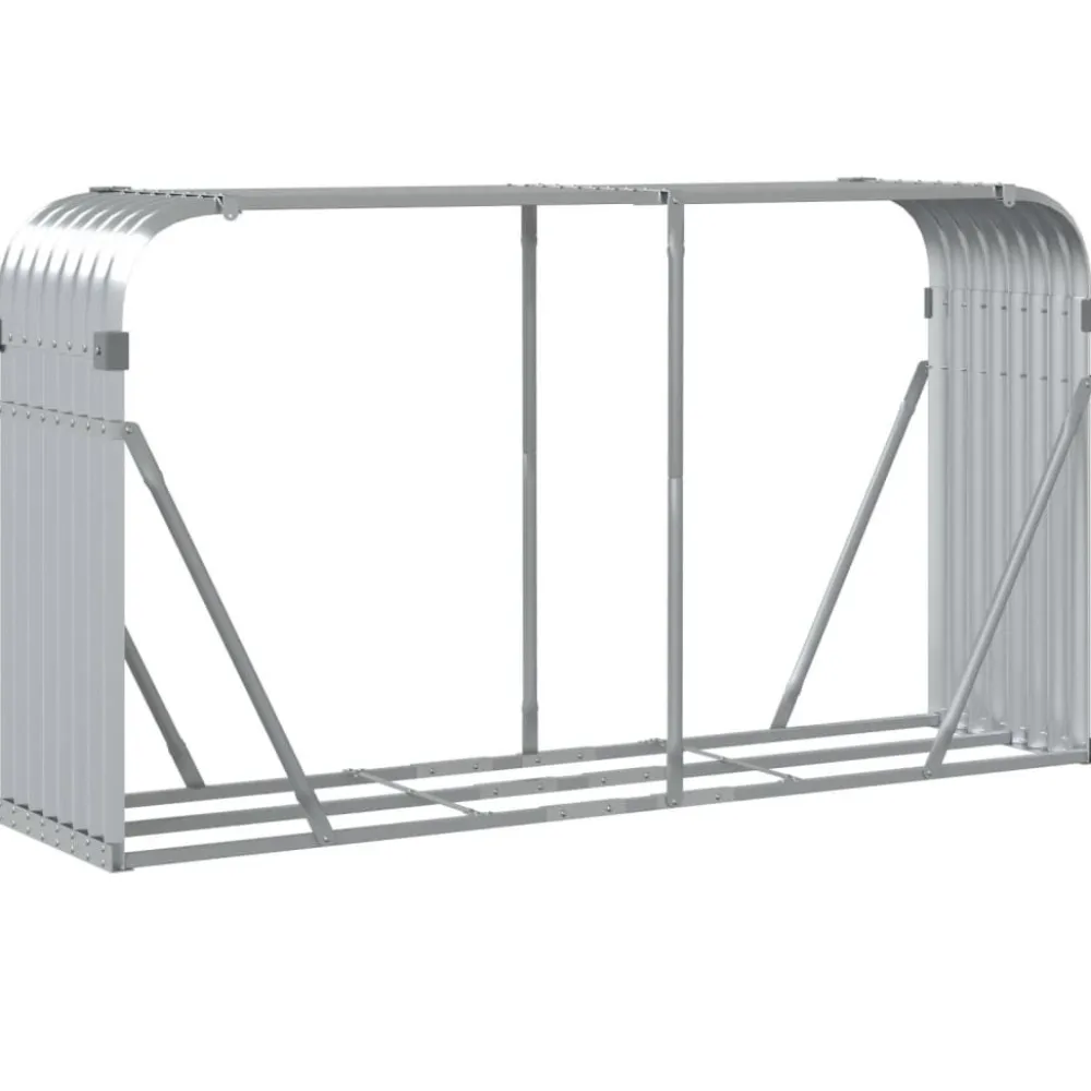 Polttopuuteline hopea 180x45x100 cm galvanoitu teräs*FinePRICE Discount