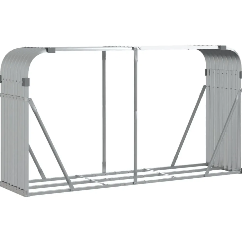 Polttopuuteline hopea 180x45x100 cm galvanoitu teräs*FinePRICE Discount