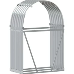 Polttopuuteline hopea 80x45x120 cm galvanoitu teräs*FinePRICE Sale