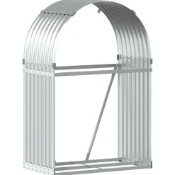 Polttopuuteline hopea 80x45x120 cm galvanoitu teräs*FinePRICE Sale