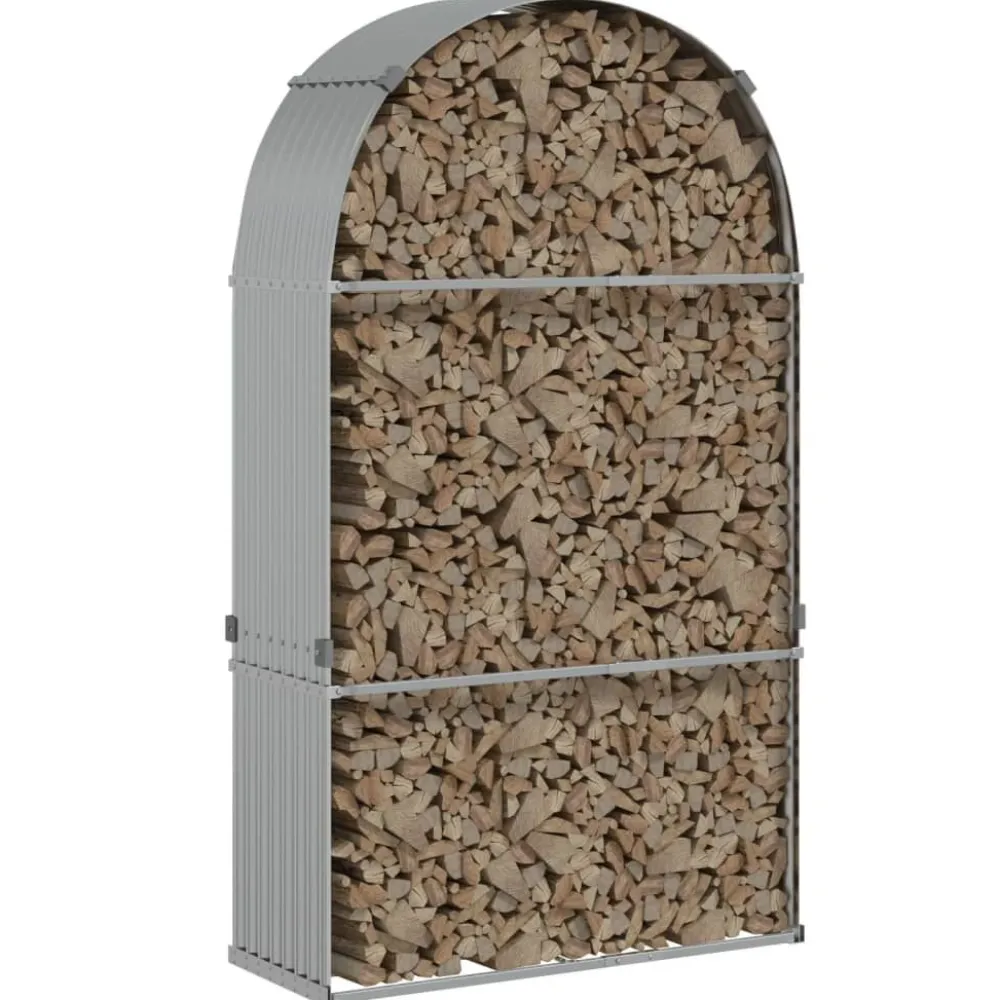 Best Polttopuuteline hopea 120x45x210 cm galvanoitu teräs Polttopuutelineet