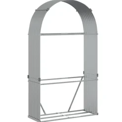 Best Polttopuuteline hopea 120x45x210 cm galvanoitu teräs Polttopuutelineet