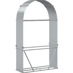 Best Polttopuuteline hopea 120x45x210 cm galvanoitu teräs Polttopuutelineet