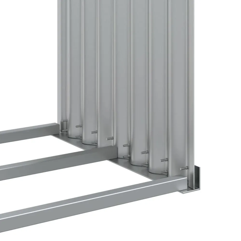Best Polttopuuteline hopea 120x45x210 cm galvanoitu teräs Polttopuutelineet