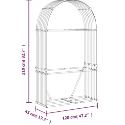 Best Polttopuuteline hopea 120x45x210 cm galvanoitu teräs Polttopuutelineet