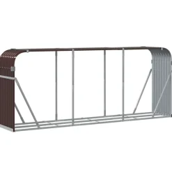Hot Polttopuuteline ruskea 234x45x100 cm galvanoitu teräs Polttopuutelineet|Takkavälineet