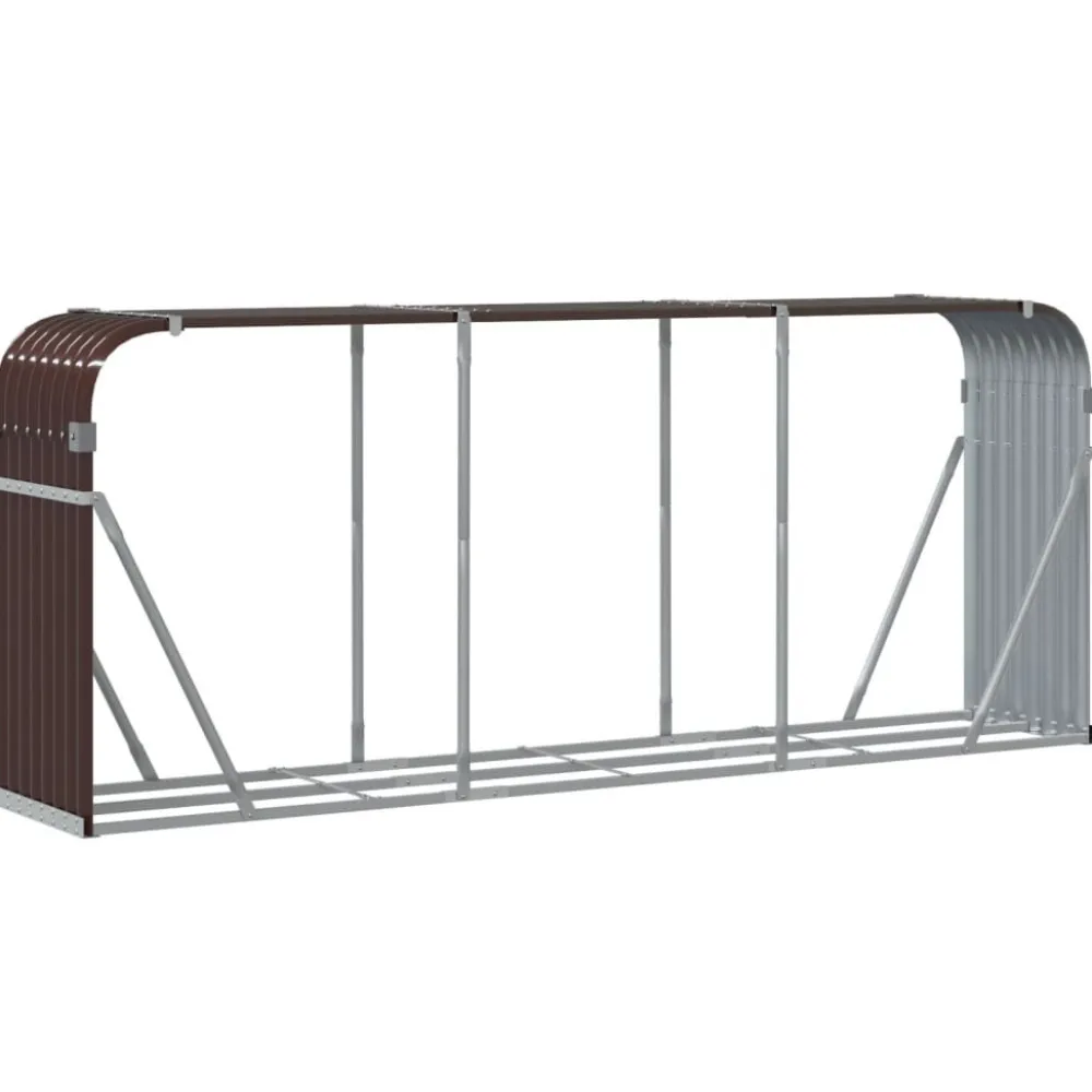 Hot Polttopuuteline ruskea 234x45x100 cm galvanoitu teräs Polttopuutelineet|Takkavälineet