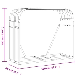 Discount Polttopuuteline ruskea 120x45x100 cm galvanoitu teräs Polttopuutelineet