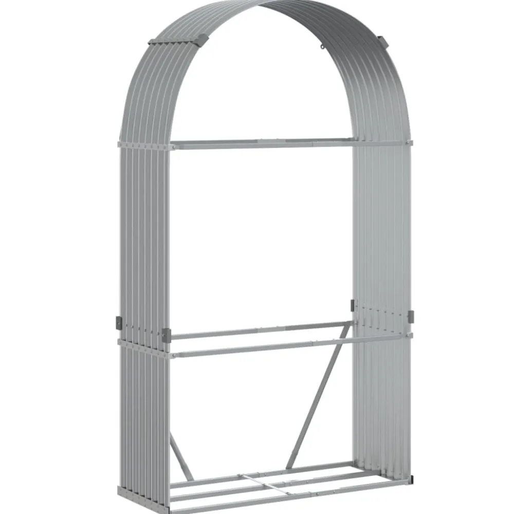 Outlet Polttopuuteline vaaleanharmaa 120x45x210 cm galvanoitu teräs Polttopuutelineet