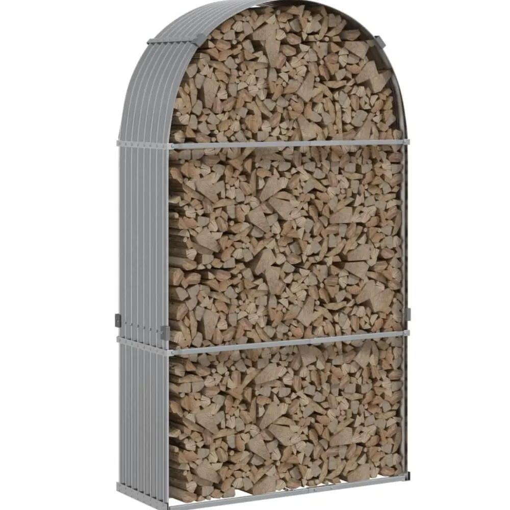 Outlet Polttopuuteline vaaleanharmaa 120x45x210 cm galvanoitu teräs Polttopuutelineet