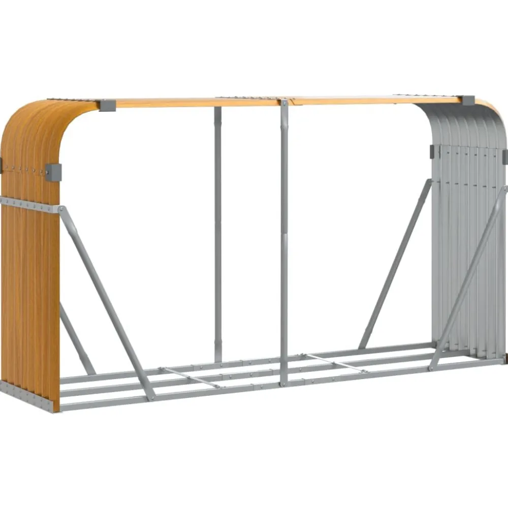 Polttopuuteline vaaleanruskea 180x45x100 cm galvanoitu teräs*FinePRICE Outlet