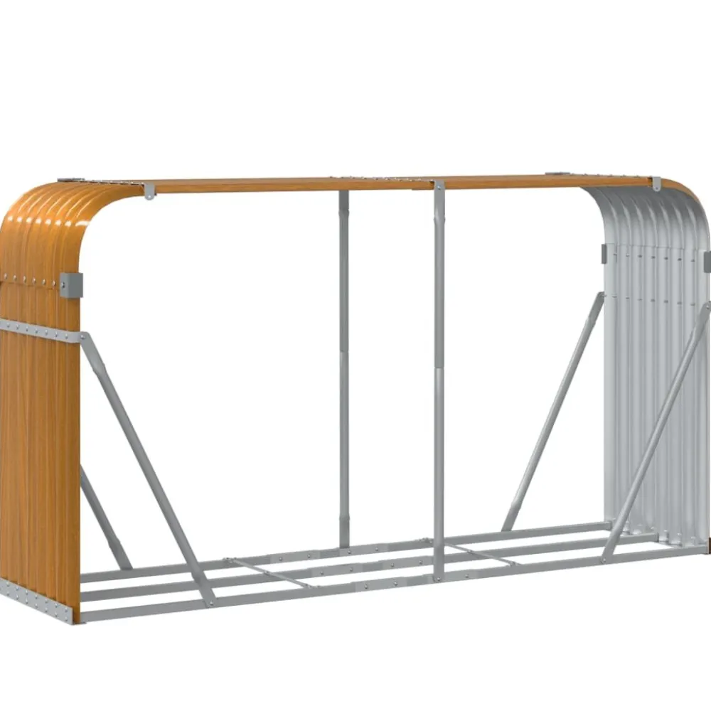 Polttopuuteline vaaleanruskea 180x45x100 cm galvanoitu teräs*FinePRICE Outlet