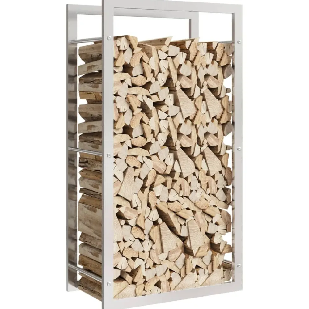 Polttopuuteline 50x28x94 cm ruostumaton teräs*FinePRICE Online
