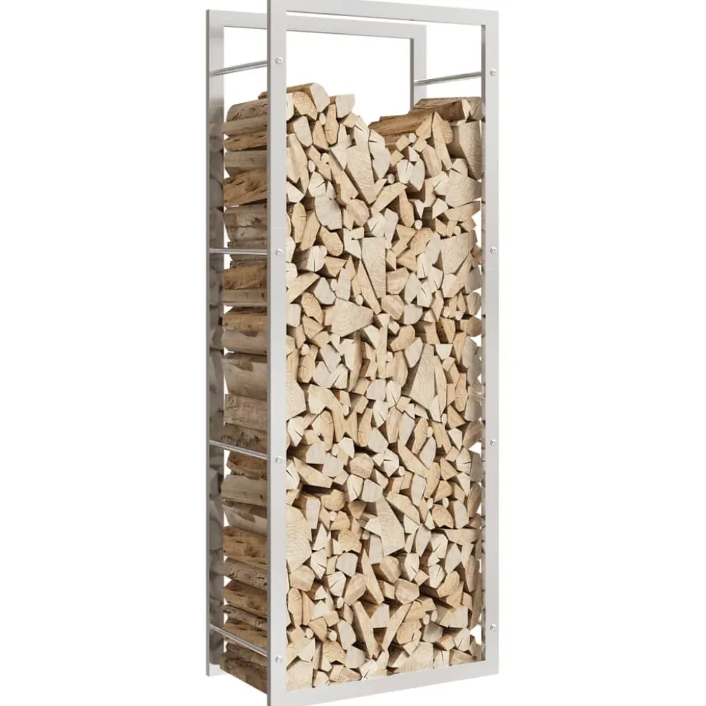 Polttopuuteline 50x28x132 cm ruostumaton teräs*FinePRICE Discount