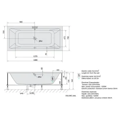 Poreamme Krysta Active Hydro-Air, 1800x700x390mm, 200l, valkoinen Poreammeet
