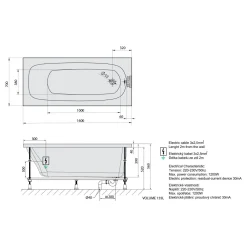 Sale Poreamme Laura Highline Hydro-Air, 1600x700x390mm, 155l, valkoinen Poreammeet