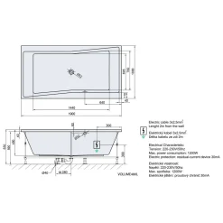 New Poreamme Quest Highline Hydro-Air, 1900x1000x490mm, 480l, valkoinen Poreammeet