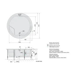 Poreamme Royal Highline Hydro-Air, 1720x1720x490mm, 580l, valkoinen*Interia Discount