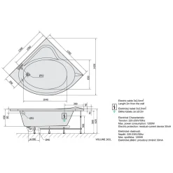Poreamme Sirius Active Hydro-Air, 1300x1300x430mm, 265l, valkoinen*Interia