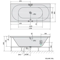 Discount Poreamme Viva Highline Hydro-Air, 1750x800x470mm, 235l, kulmikas, valkoinen Poreammeet