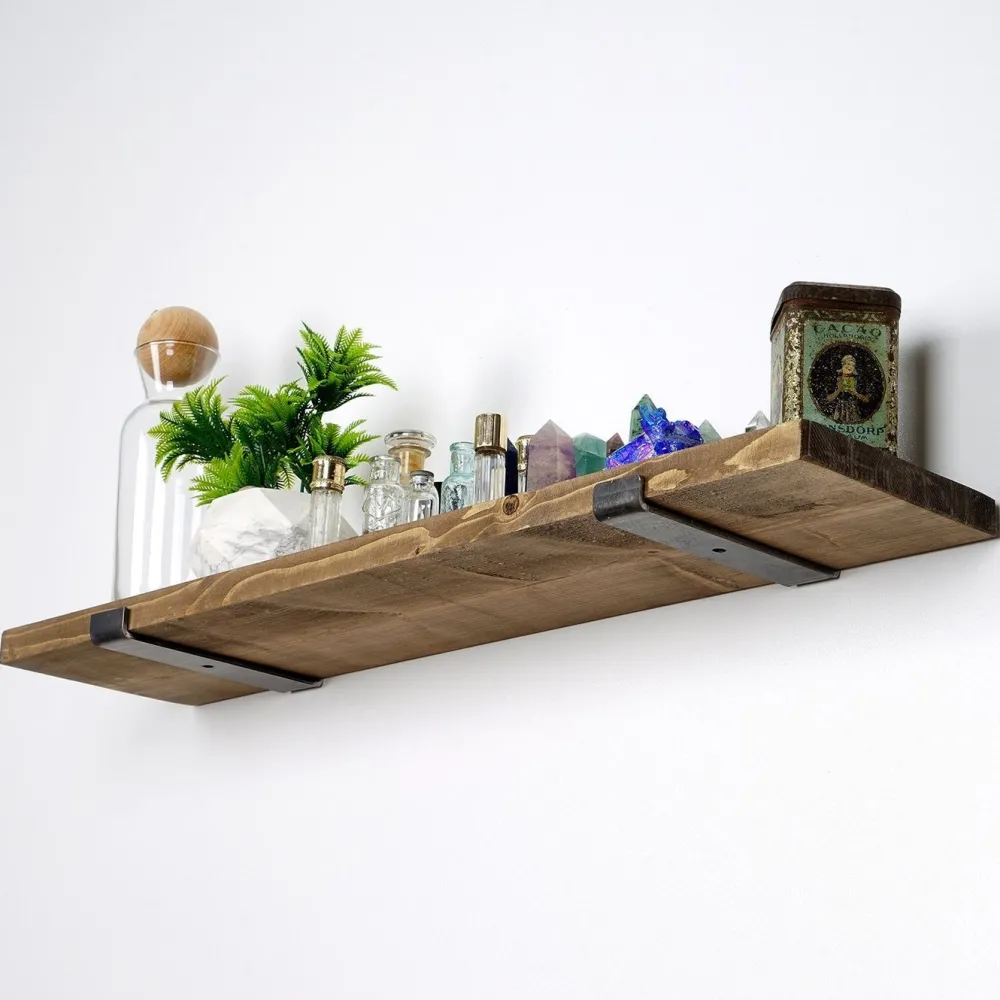 Puinen seinähylly LAM010, leveys 60cm, ruskea*Linento Furniture Outlet