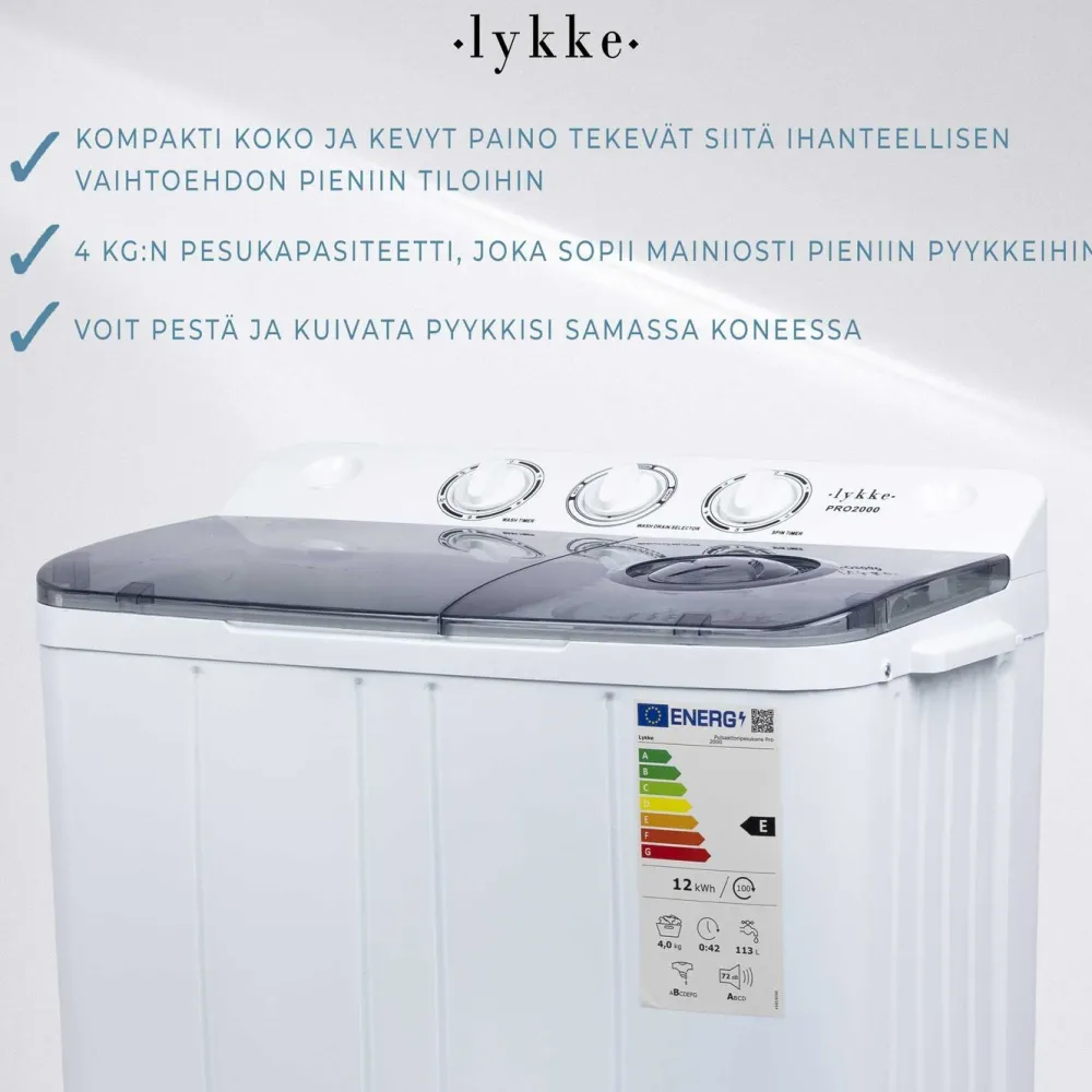 Pulsaattoripesukone Pro 2000, 4kg*Lykke