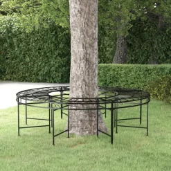Puunympäryspenkki Ø 160 cm musta teräs*FinePRICE Outlet