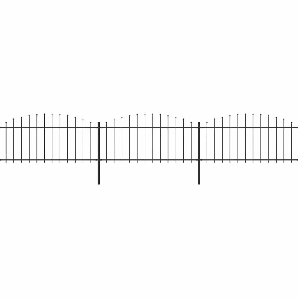 Puutarha-aita keihäskärjillä teräs (0.5-0.75)x5.1m musta*FinePRICE Outlet