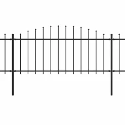 Puutarha-aita keihäskärjillä teräs (0.5-0.75)x5.1m musta*FinePRICE Outlet