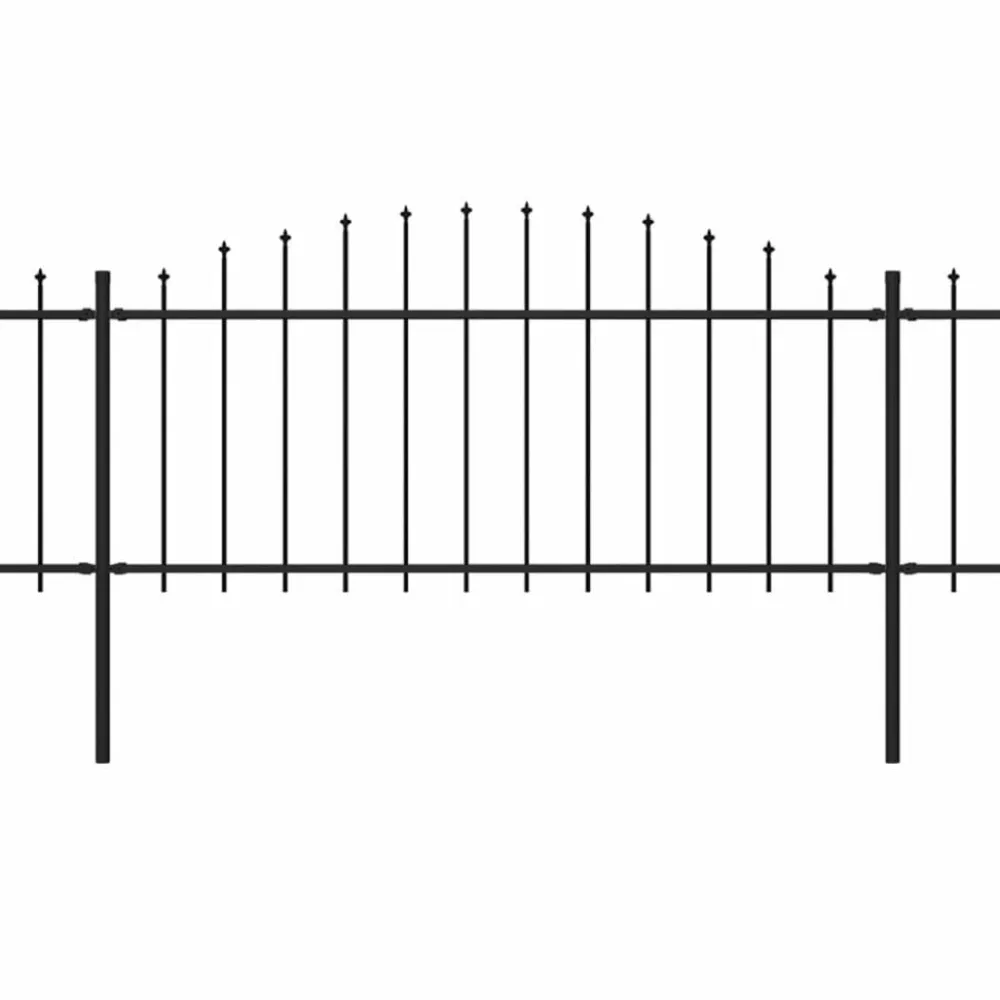 Puutarha-aita keihäskärjillä teräs (0.5-0.75)x5.1m musta*FinePRICE Outlet