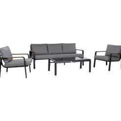 Puutarhakalustesetti LONA pöytä, sohva ja 2 tuolia, harmaa/musta*Home4you Sale