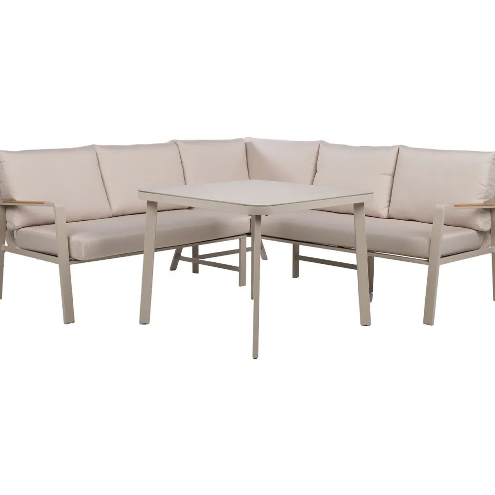 Puutarhakalustesetti UPLAND pöytä ja kulmasohva, beige*Home4you Hot