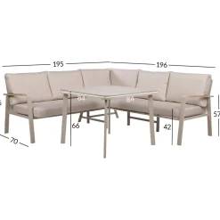 Puutarhakalustesetti UPLAND pöytä ja kulmasohva, beige*Home4you Hot