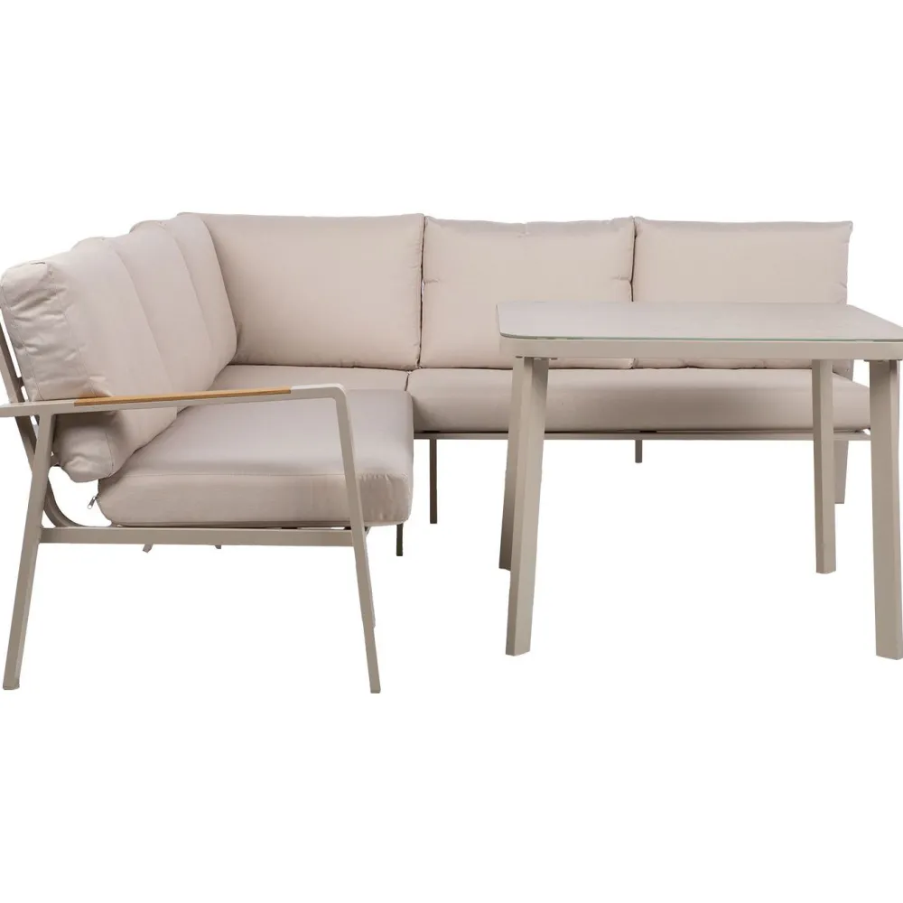 Puutarhakalustesetti UPLAND pöytä ja kulmasohva, beige*Home4you Hot